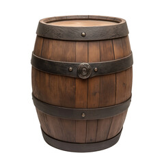 Obraz premium Rustic Wooden Drum Container on Transparent Background