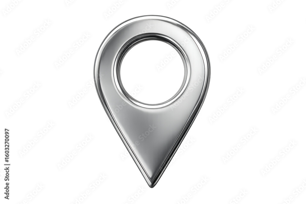 Poster location pin glowing against transparent backdrop, representing precise geographical marking and dig