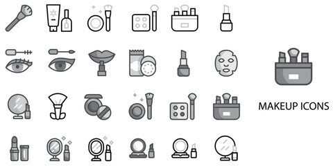 Makeup simple concept 24 Grew color icons set .Vector illustration.