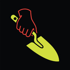 Hand in Glove Holding Garden Trowel Glyph Icon &ndash; Agriculture Farming Symbol Vector 

