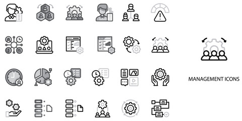 Management simple concept 24 Grew color icons set .Vector illustration.