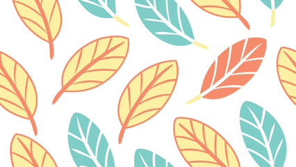 Fototapeta premium Seamless Pattern of Stylized Leaves in Pastel Colors on a White Background Design Element Perfect for Textiles and Wallpaper