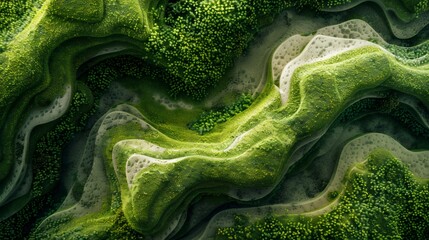 Green Wavy Landscape Creating an Organic and Natural Pattern