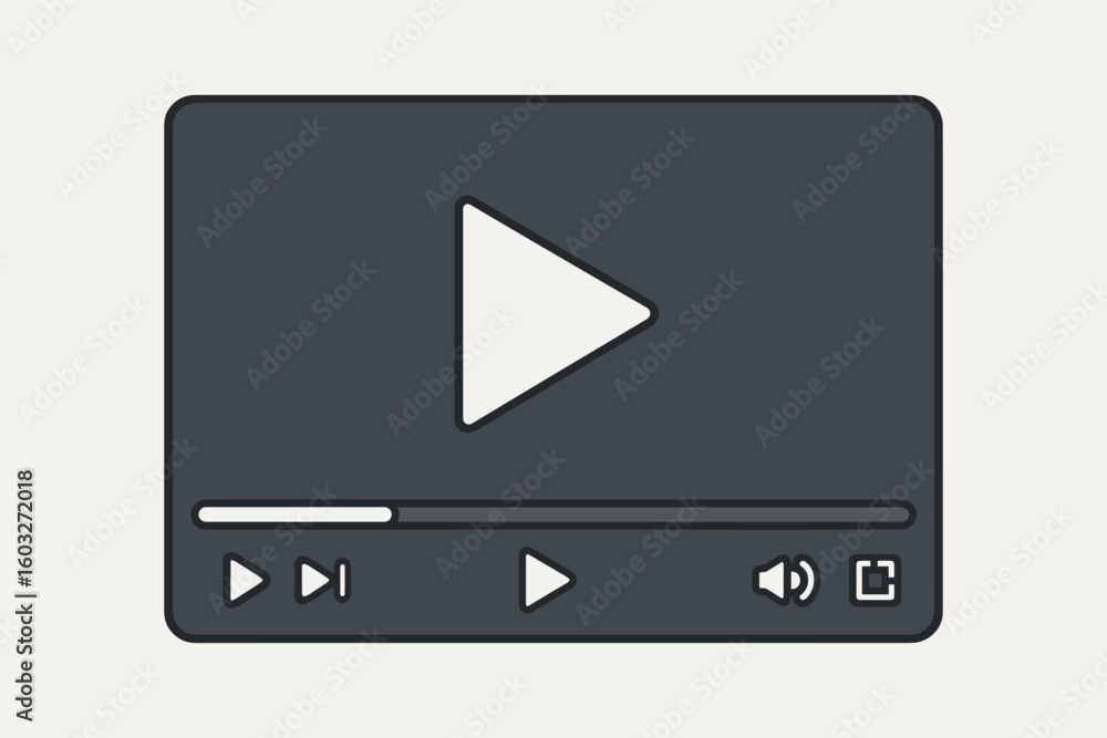 Poster video media player interface. simple vector illustration of a digital movie or film window frame wit