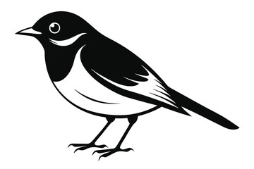 Striking Monochrome Bird Illustration Elegant Vector Graphic of a Small Avian Creature