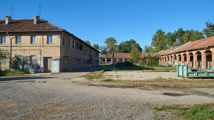 Historic baroque villa with gardens in northern Italy on a sunny day