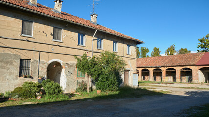 Historic baroque villa with gardens in northern Italy on a sunny day