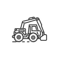 Naklejka premium Sleek Backhoe Loader Line Art Icon, Heavy Construction Machinery