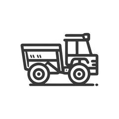 Modern Monoline Icon of a Heavy Articulated Dump Truck