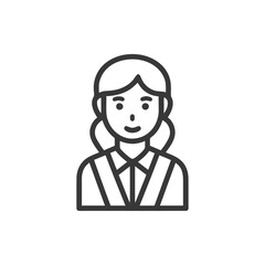 Obraz premium Minimalist Line Icon of a Smiling Woman in a Collared Shirt