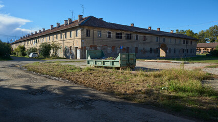 Historic baroque villa with gardens in northern Italy on a sunny day