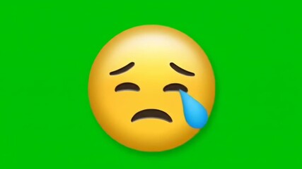 Sad emoji on green background - Powered by Adobe