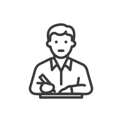 Obraz premium Modern Line Icon of a Writer, Student, or Clerk at Work