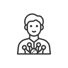 Fototapeta premium Minimalist Line Icon of a Smiling Person as a Viral Host