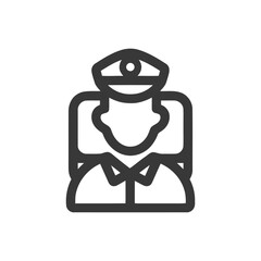 Fototapeta premium Bold Monochrome Line Icon of a Police Officer Bust in Uniform