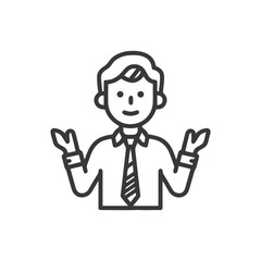 Minimalist Line Icon of a Shrugging Businessman Expressing Uncertainty or Question