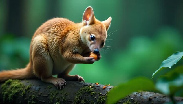 Quoll eating its favorite food quietly