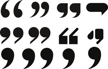 Set of quote mark, quotes icon vector sign design
