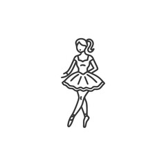 Poised Ballerina in a Tutu, Elegant Minimalist Line Art Icon