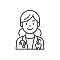 Friendly Female Doctor Icon Combining General, Dental, and Vision Care