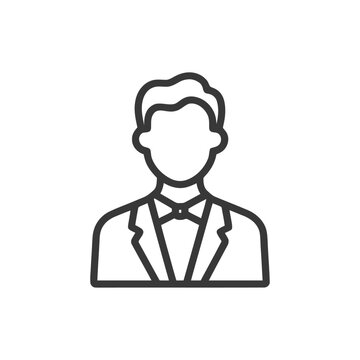 recommend clip art: Formal Gentleman with Bow Tie: Clean Vector Line Art Avatar