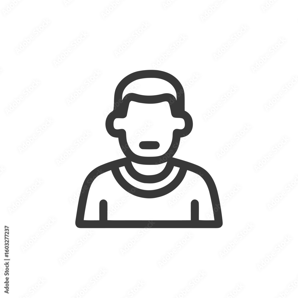 Poster clean vector outline icon of a generic person for user interface and profile