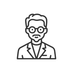 Minimalist Line Art Avatar of Intellectual Man with Round Glasses and Moustache