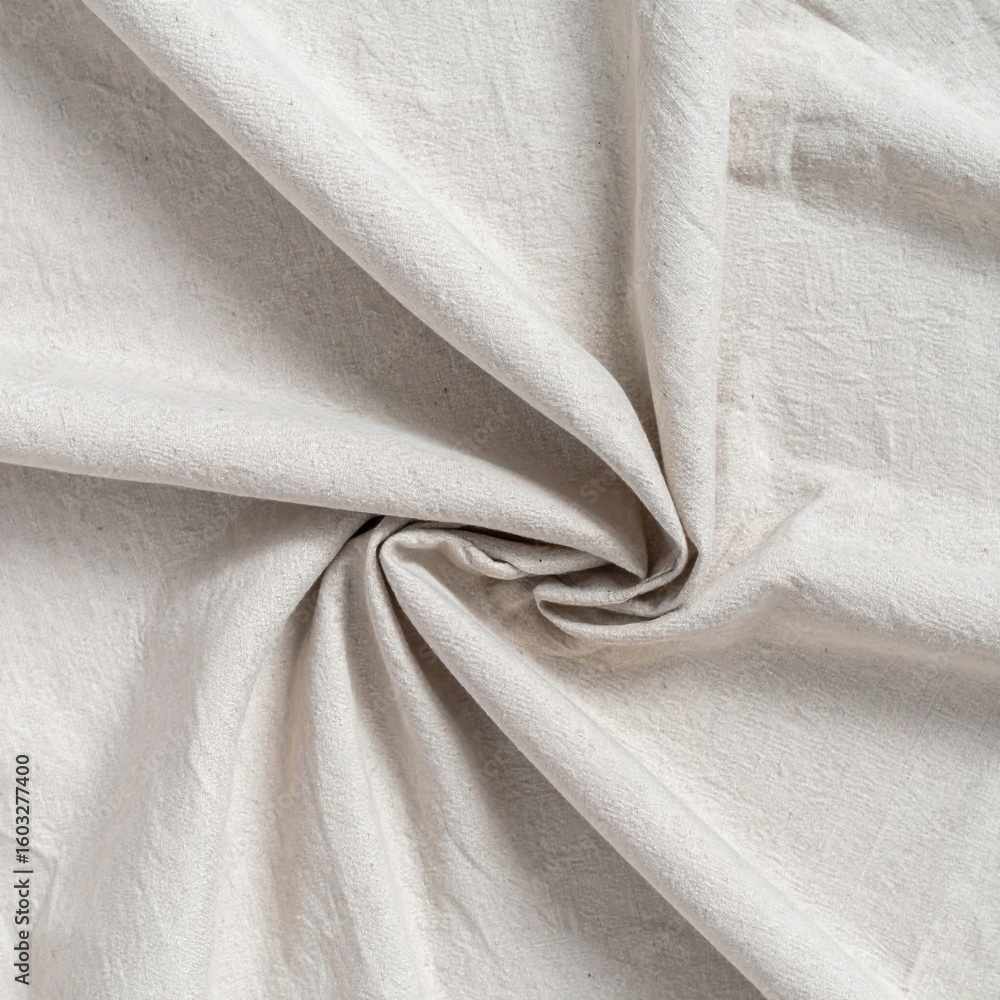 Poster closeup of beige linen fabric with twisted texture and natural fibers pattern