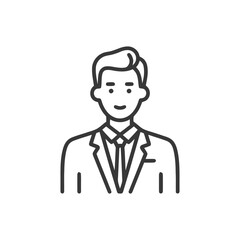 Clean Line Art Icon of Smiling Businessman in Suit, Professional Male Avatar