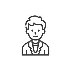Obraz premium Minimalist Line Art Icon of a Smiling Person's Profile Avatar for User Interface