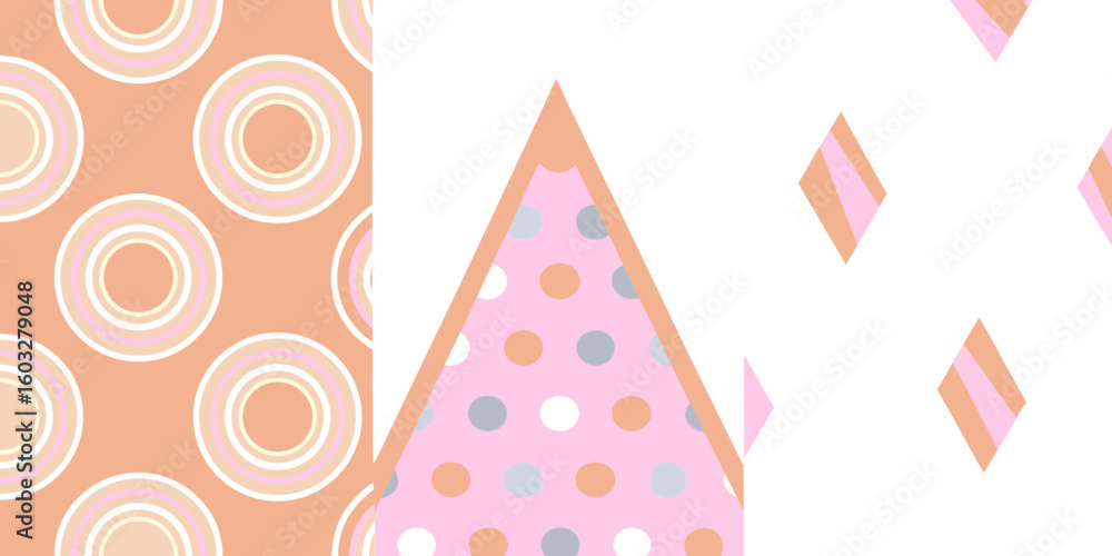 Poster abstract geometric pattern design with circles diamonds and triangle for textile and wallpaper backg