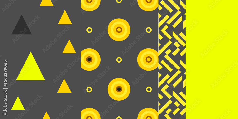 Poster abstract geometric pattern design with yellow circles triangles and shapes for modern background gra