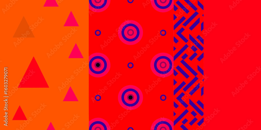 Poster abstract geometric pattern background design with circles triangles and stripes in vibrant colors ar