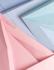 Abstract Pastel Colored Paper Geometric Shapes Minimalist Design Light Blue Pink