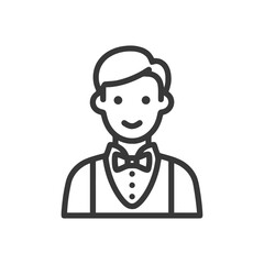 Obraz premium Professional Waiter with Bow Tie, Minimalist Service Staff Icon