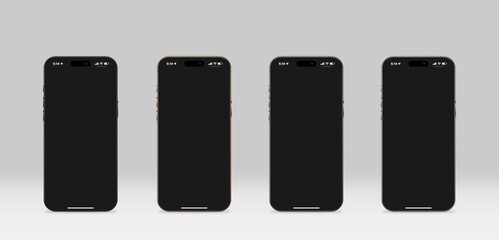 Realistic Vector Smartphone Mockup Set with Blank Screen in Multiple Views