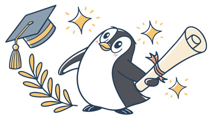 SVG art: A Anxious Penguin in a Graduation vibe, tinted with Class of [Year] Success tones