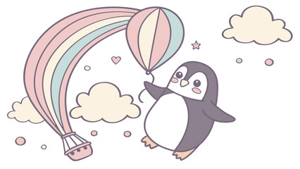 Cute SVG of a Witty Penguin in Soft Pastel colors, placed in a Soft pastel setting