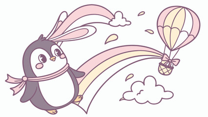 Fototapeta premium Cute SVG of a Witty Penguin in Soft Pastel colors, placed in a Soft pastel setting