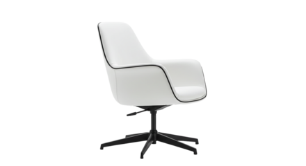 Modern black and white swivel chair with curved cushioned backrest isolated on white background perfect for office interior or design catalog use


