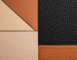Fototapeta premium Abstract Geometric Leather Pattern with Brown Black and Beige Tones