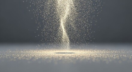 Graceful spiral of falling golden particles captured mid-air
