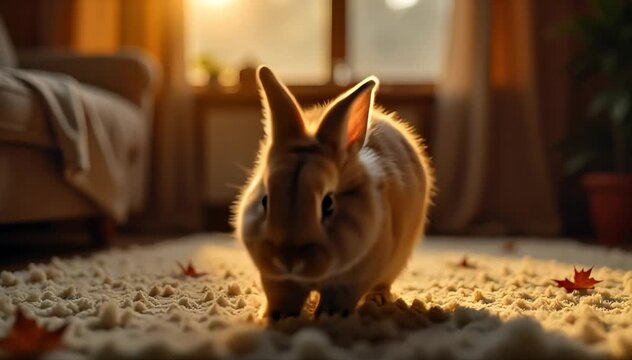 Rabbit thumping its feet excitedly