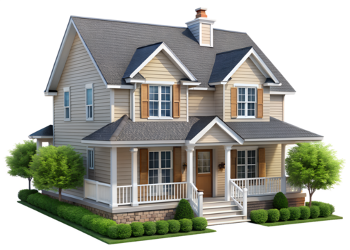 house on the grass isolated on white background. PNG Transparent file type with high definition quality And vibrant color grading Available.