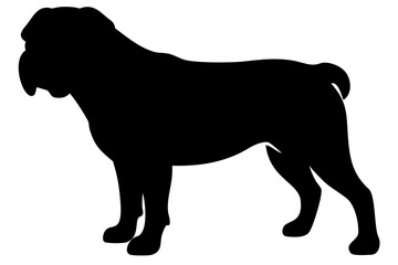 Black Bulldog Silhouette on White Background animal