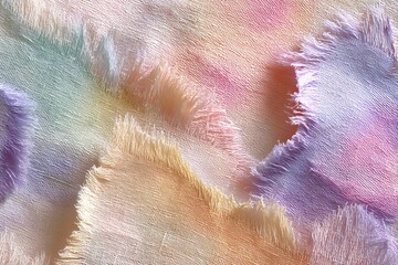 Macro photograph of soft textured fabric with visible fringes and delicate color gradients, creating cozy yet abstract background, ideal for design solutions