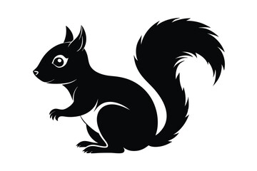 Silhouette of a Squirrel with a Bushy Tail and Small Paws Illustration