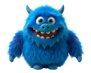 blue monster cartoon isolated on white background. PNG Transparent file type with high definition quality And vibrant color grading Available.