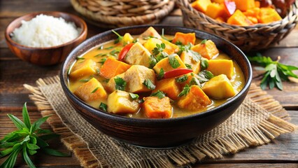 Fijian Cassava Dinner Stew
Cassava chunks in coconut curry with herbs—Fiji’s hearty root vegetable dinner.

