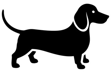 White Dachshund Dog Silhouette on White Background